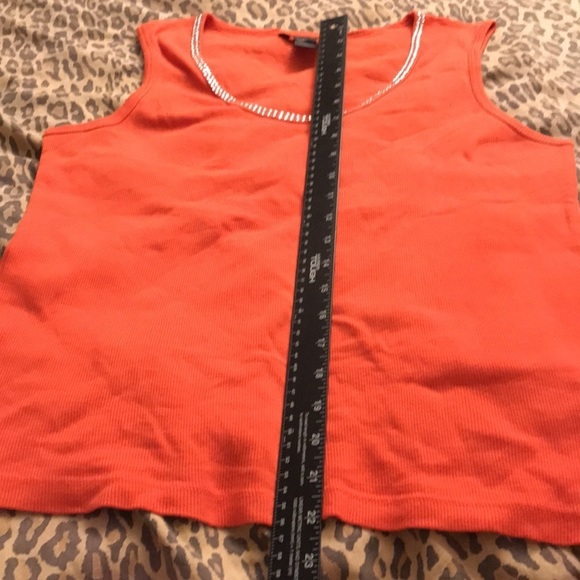 Victoria Sectet by size XL orange ribbed scoop neck tank top rhinestone trim - Picture 6 of 9